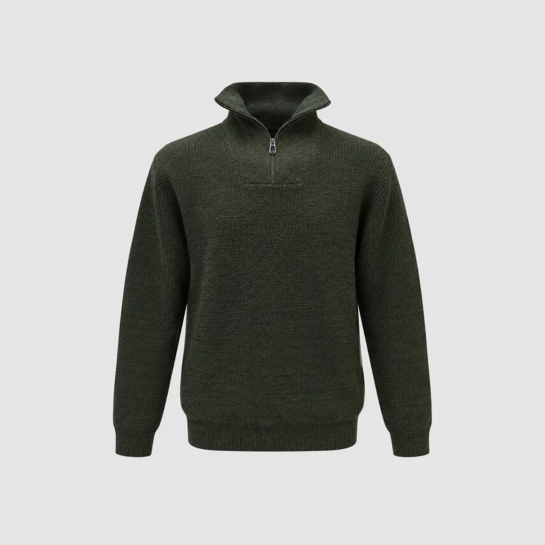 Herren-Pulloverjacke khaki aus Mischwolle mit Fleece-Futter, Bild 2 von 9