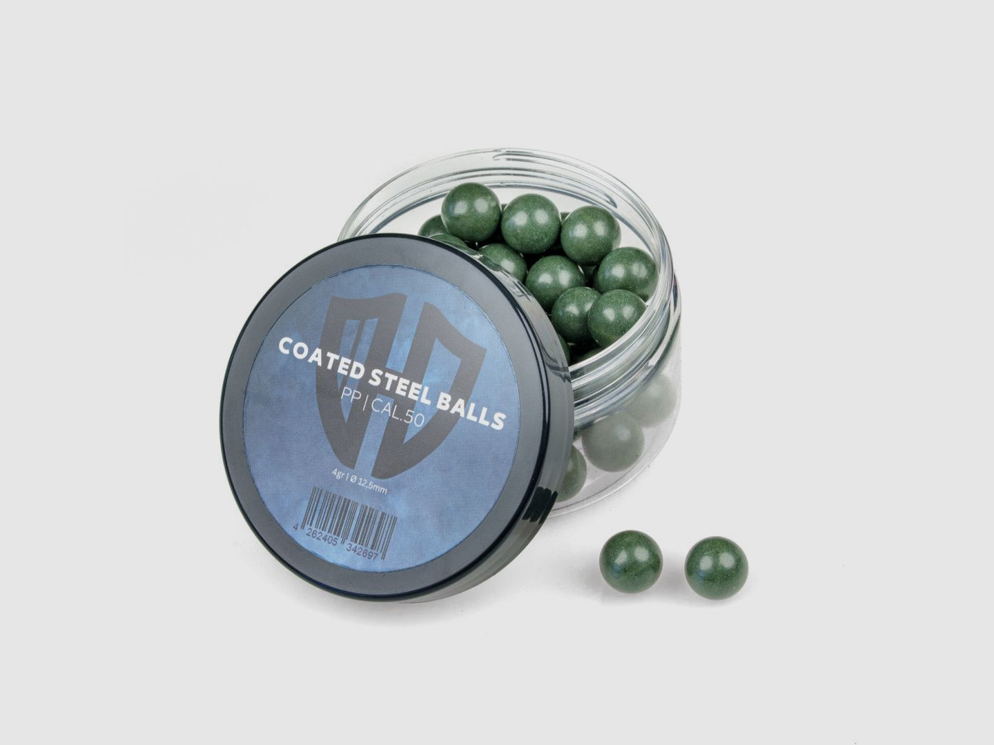 50x GECOTEERDE STAALBOLLEN | PP | 4gr. | Stalen kern met kunststof coating | 12,5mm | HDR50 | HDP50 | ALFA 1.50 | AEA Challenger | compatibel met Vesta PDW | Cal.50