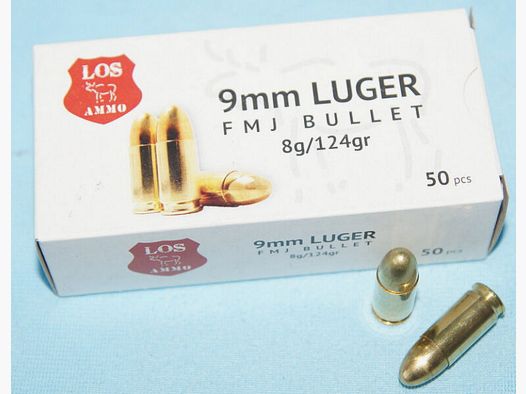 LOS 124 grains FMJ , 115 grains FMJ , 123 grains coperplated