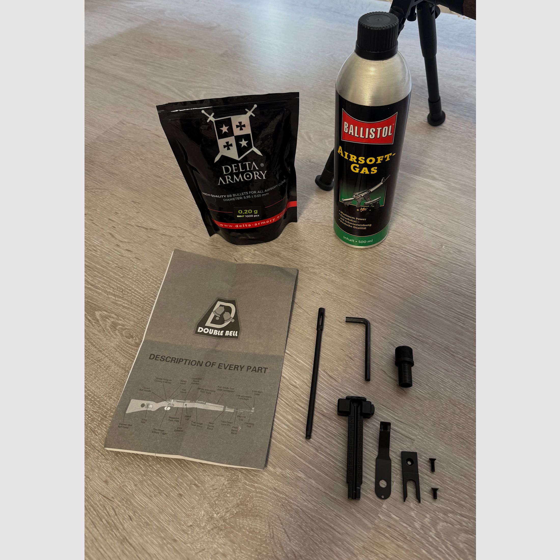 Double Bell Karabiner 98K Gas Airsoft Bolt-Action Gewehr mit Hülsenauswurf Echtholz-Version