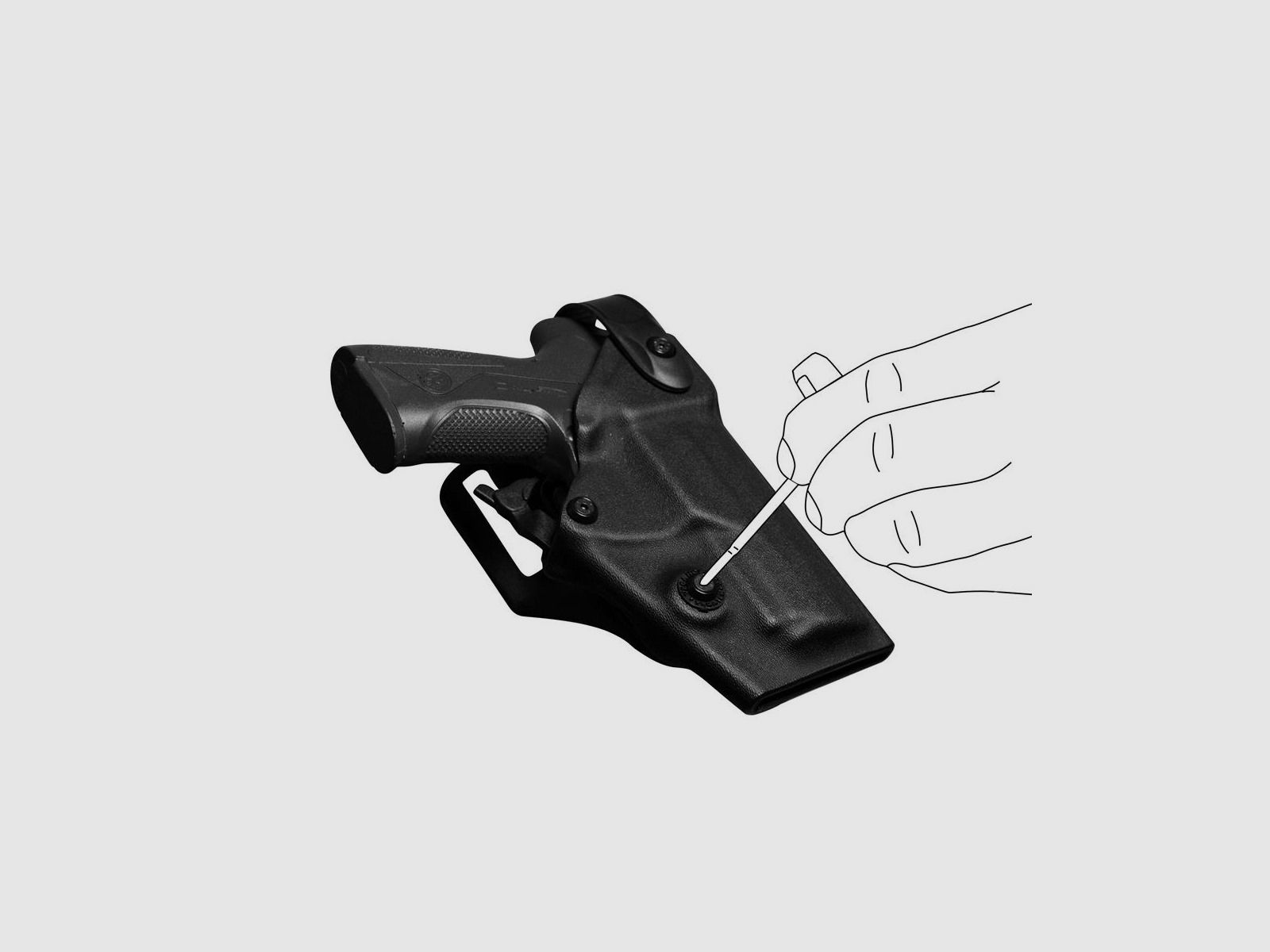 Polymerholster “RESCUE” mit Sicherung Glock 17/18/19/19X/22/25/31/32/37/38/45 Linkshänder