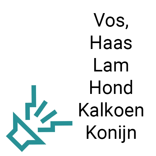 Geluidsset Vos, Haas, Lam, Kalkoen, Konijn en Moervos