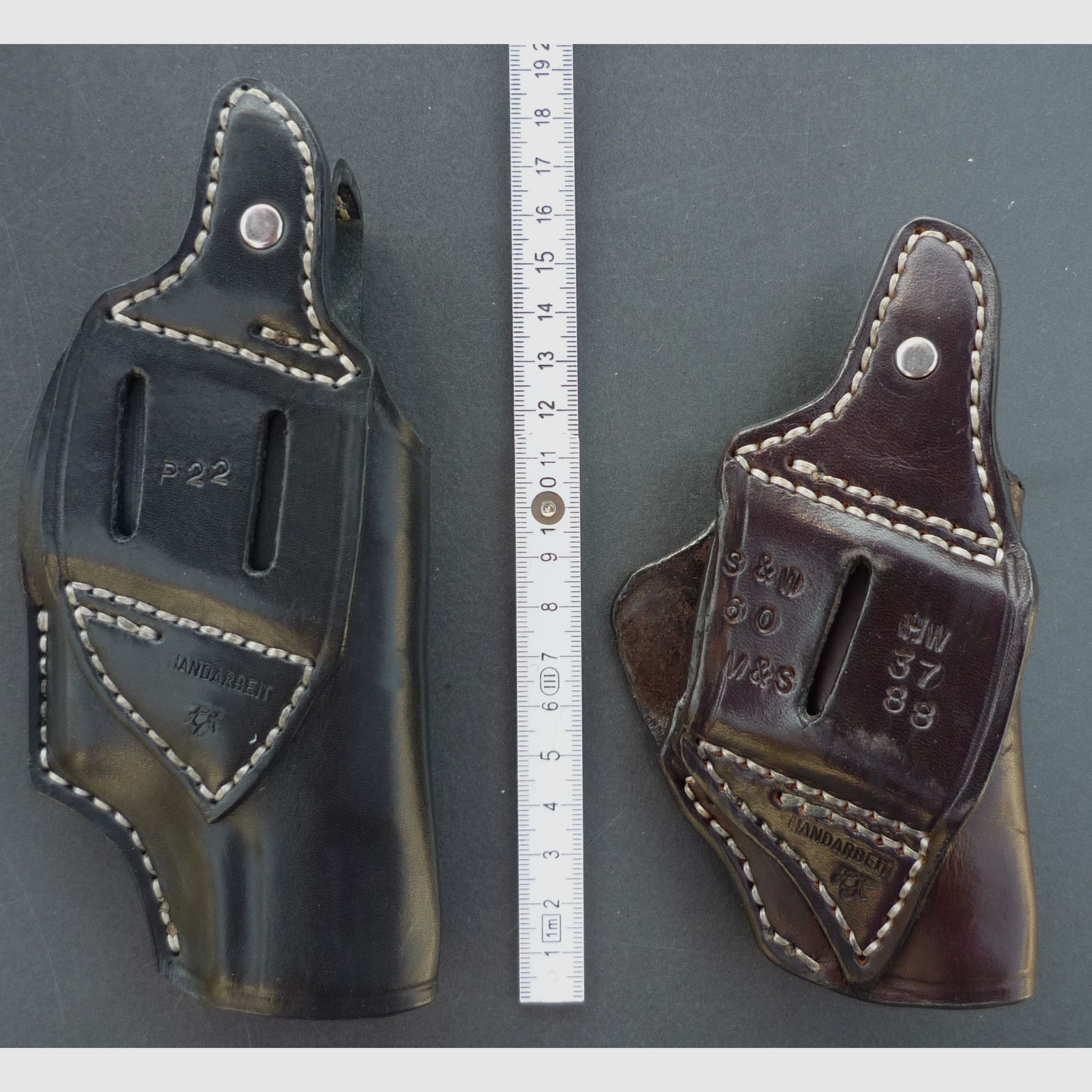 HKDesign Holster  Art. Nr.  002 : Einfachholster mit Snapverschluß  -  für: P22 oder S&W 30, M&S, HW37 88   -  für Linkshänder