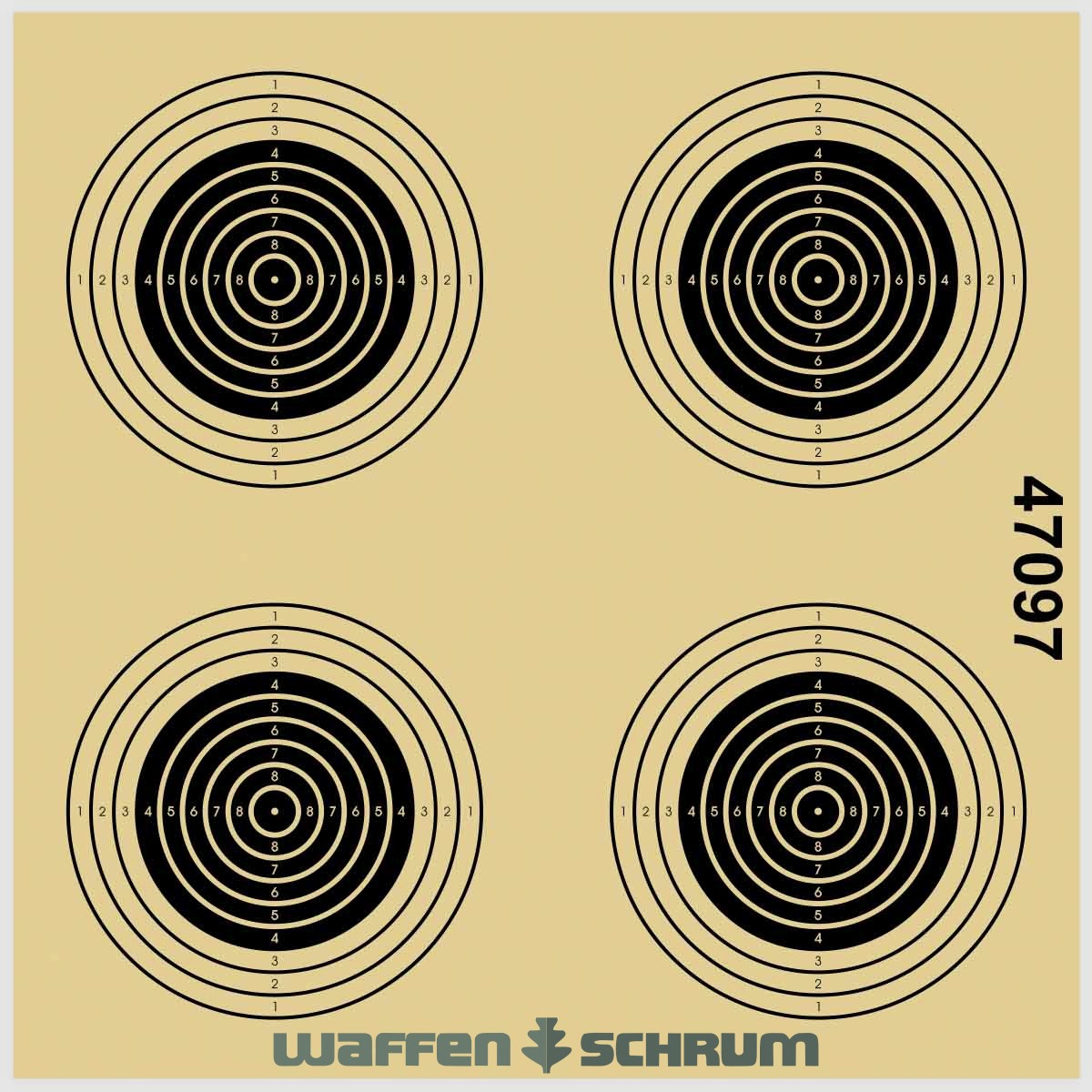 Disques d'entraînement Brown Network pour carabine à air 4 miroirs avec tous les cercles, numérotés format : 12x12cm