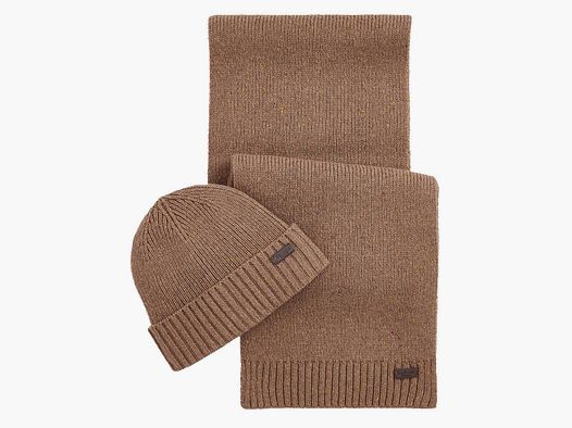 Barbour Set Carlton Fleck Beanie&Scarf Sandstone