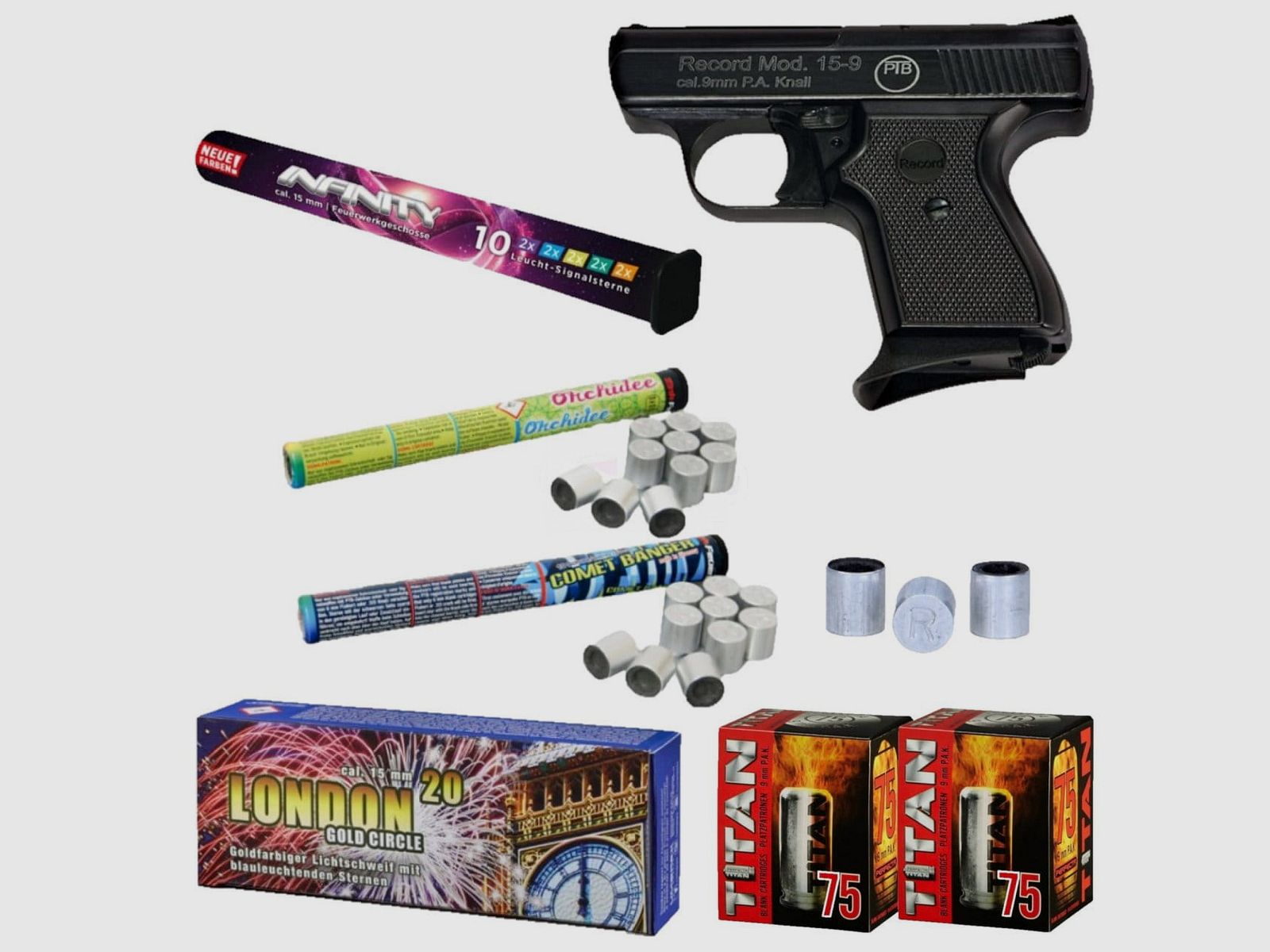 Oudjaarsset Record 15-9 Schreckschuss Pistool 9 mm P.A.K.