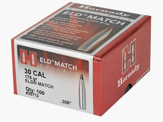 100 St. Hornady Geschosse .30/.308 178GR ELD Match