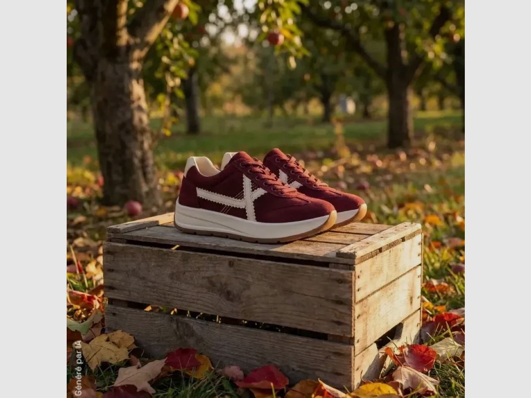 Bordeauxfarbene Jiru-Sneaker mit elastischen Schnürsenkeln für Damen, Bild 1 von 6