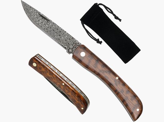 Taschenmesser mit Damast Klinge Schlangenholz §42a konform legal zu führen