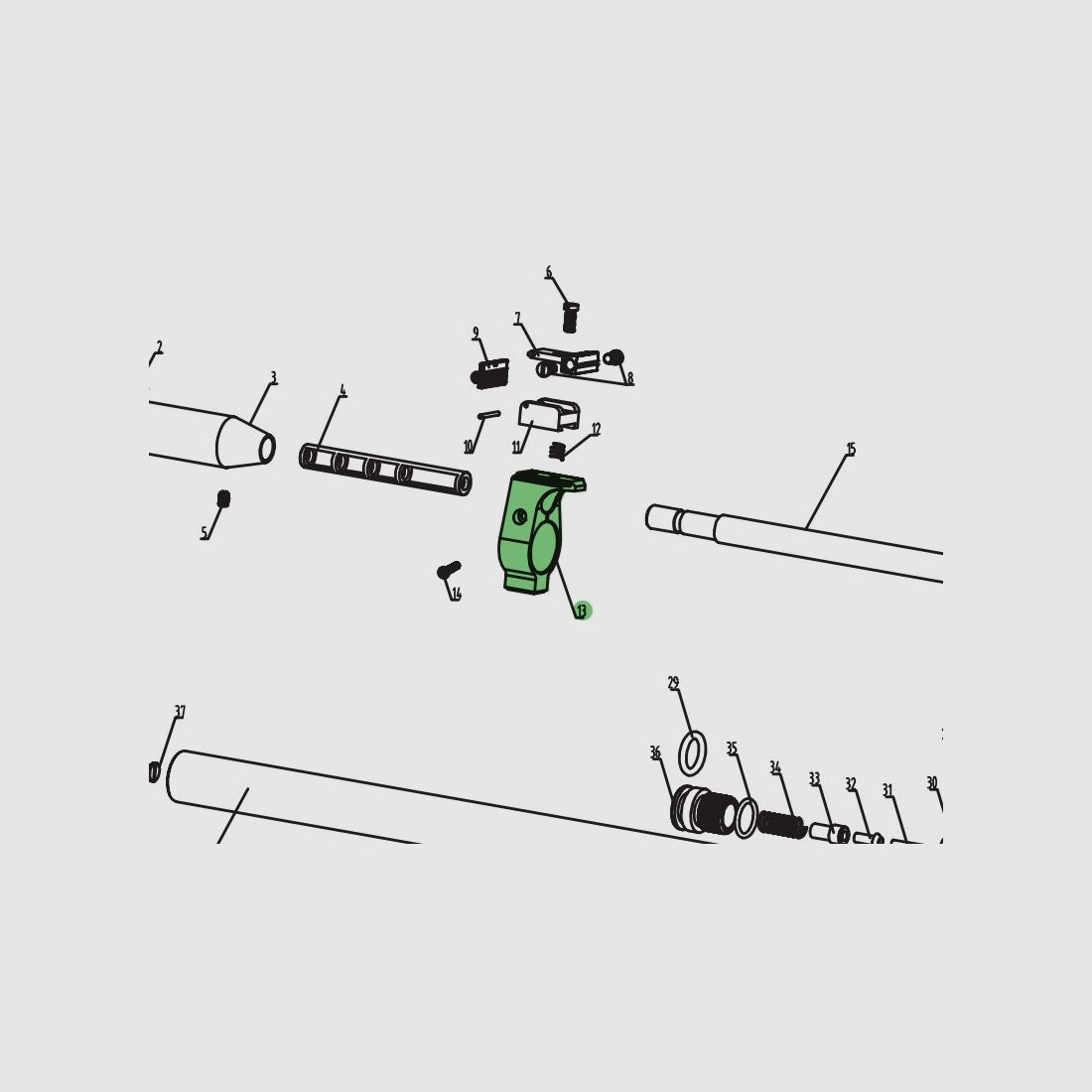 Laufhalterung KimmentrĂ¤ger fĂĽr Pressluftgewehr Diana Stormrider, Ersatzteil