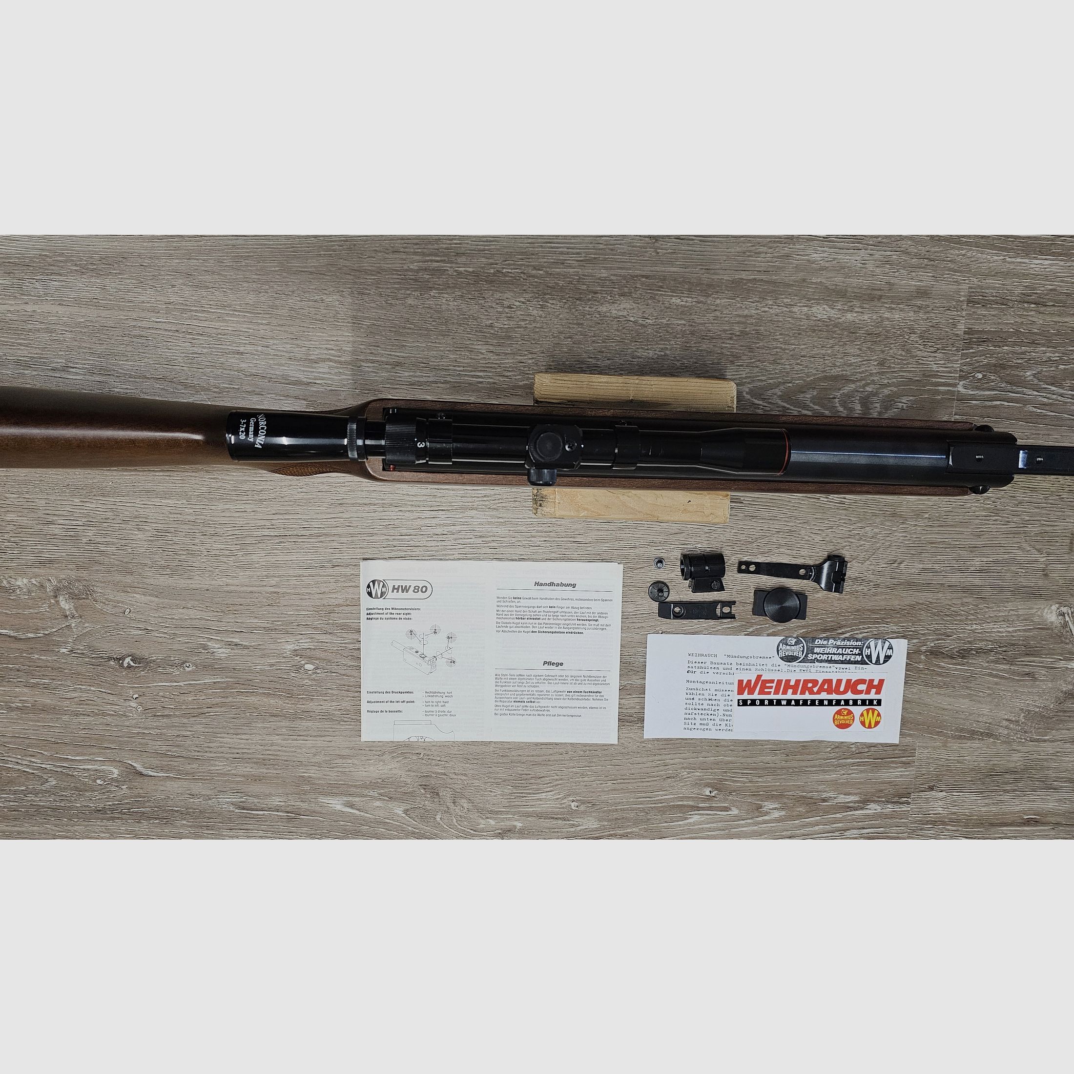 Weihrauch HW80 (eerste eigenaar) Kal. 4,5mm Diabolo– Weitschuss-luchtgeweer (EWB) – Inclusief optiek & accessoires