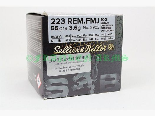 Sellier&Bellot .223 Rem. 55gr. 3.6g 100 pieces tiered prices