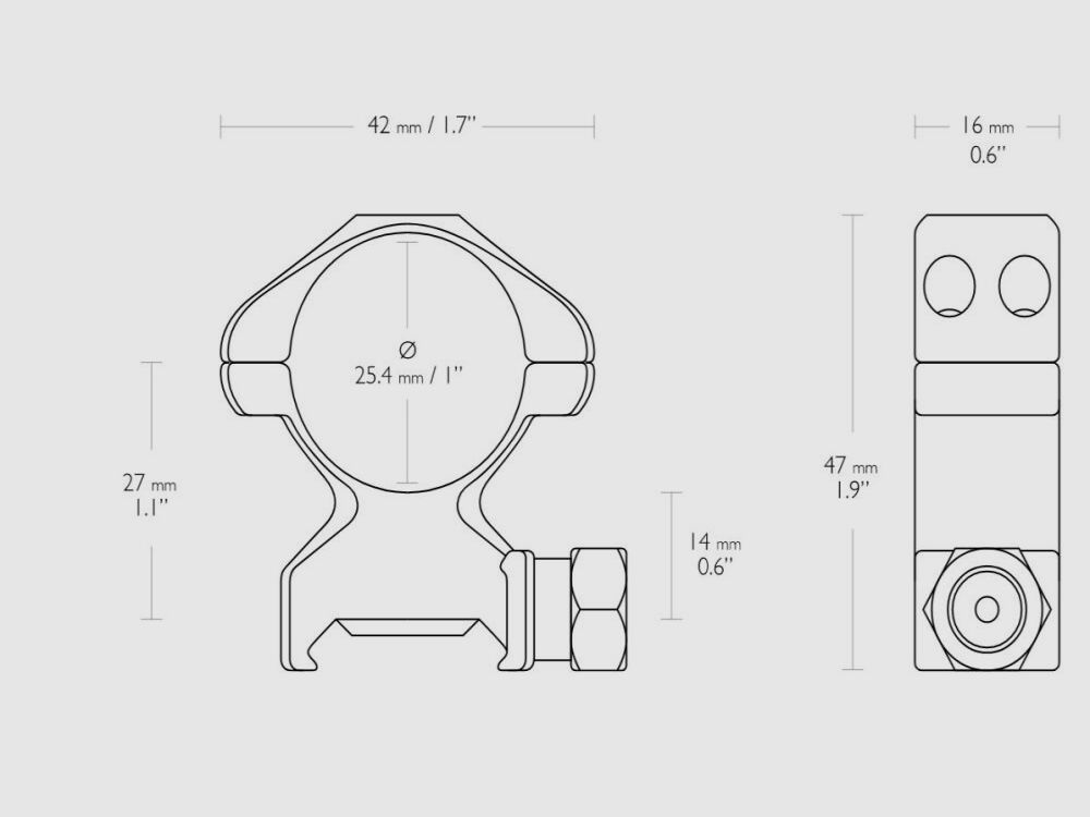 HAWKE Precision Steel Ring Mounts 1"/25,4mm, High, Weaver
