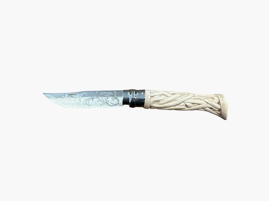 COLTELLO – OPINEL – N.9 INOX REALIZZATO A MANO INTAGLIO AD INTRECCIO
