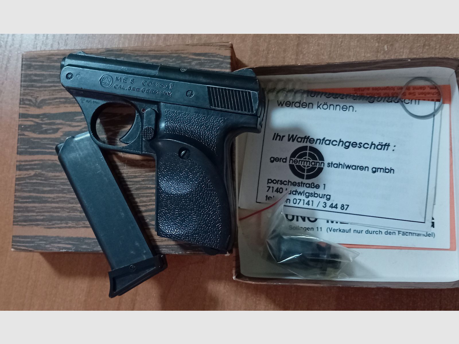 Seltene ME 8 Combat 8mm Knall im PTB 176/2 mit Verpackung!