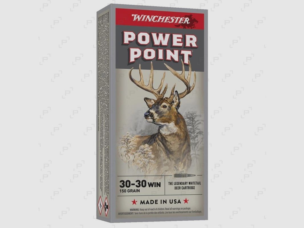 Box mit 20 Patronen für Großwild WINCHESTER POWER POINT Kaliber .30-30 WIN - 150 GR