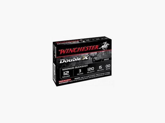 BOITE DE 5 CARTOUCHES WINCHESTER CHEVROTINES DOUBLE X CALIBRE 12/70 - 9 GRAINS