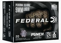 Federal Personal Defense Punch 9mm Luger 124GR JHP 20 cartouches