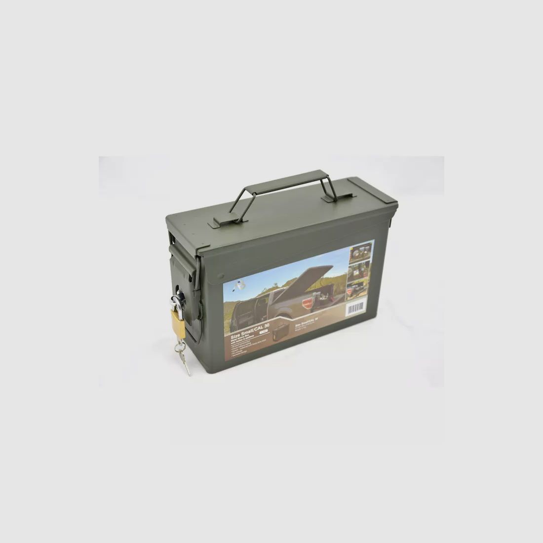 <NATO / US ammunition box size 1 (Cal.30), metal, lockable, lock with 2 keys, olive, without print, new>
