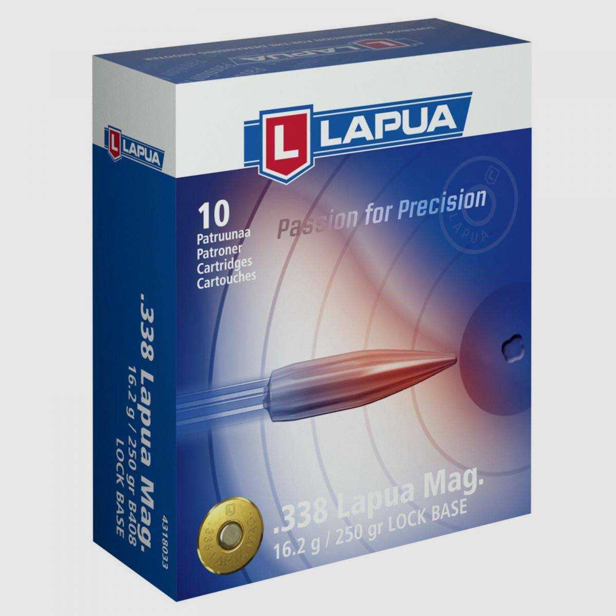 Lapua .338 Lapua Mag. 250GR Lock Base 10 cartucce