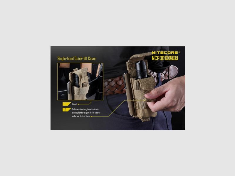 Nylon holster voor zaklampen P20, P20UV Nitecore NCP30 Zwart, afbeelding 5 van 10