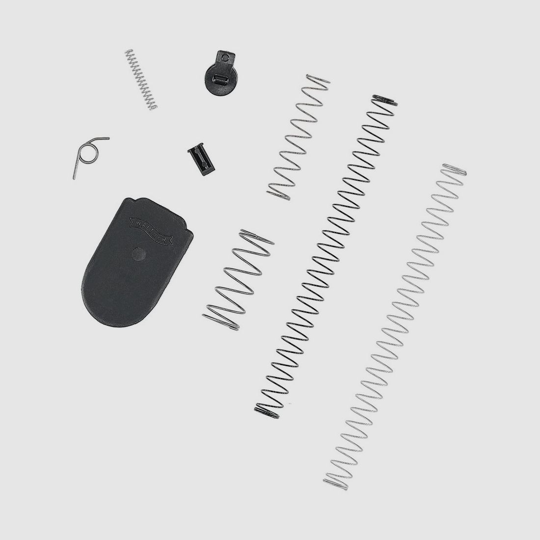 T4E Walther Service Kit für Waffe (2 Magazinfedern; 1x schwarz, 1x silber), Magazinschuh, Magazinschuh-Stopper-Kit, Hahnfeder, Schlittenrückholfeder, Laufrückholfeder)