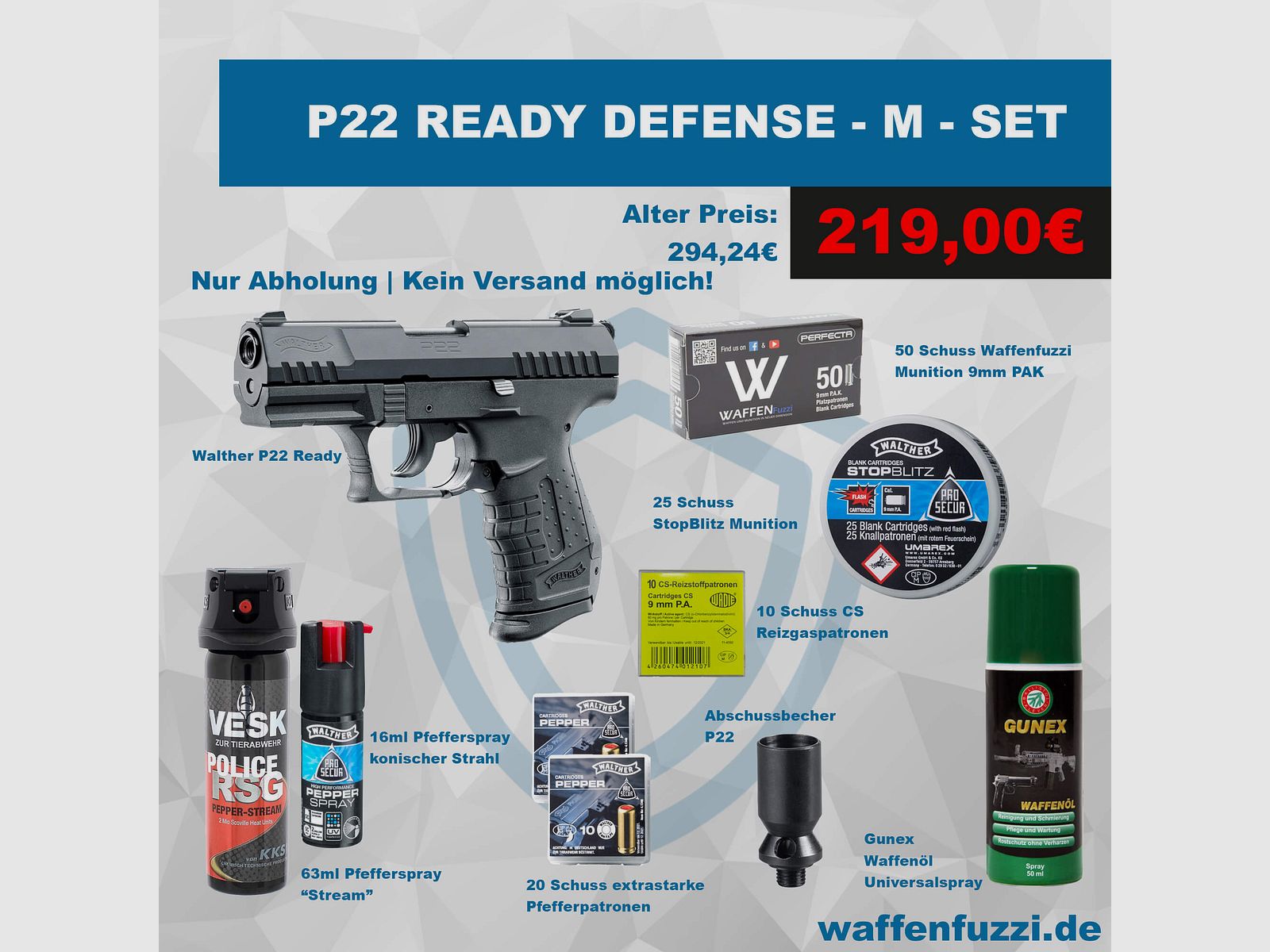 Walther P22 Ready Defense "M" Schreckschuss Set Kaliber 9mm PAK