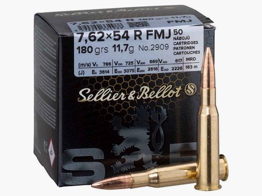 Munition Sellier & Bellot Kal. 7,62×54 R 180 grains FMJ (Schachtel mit 50)