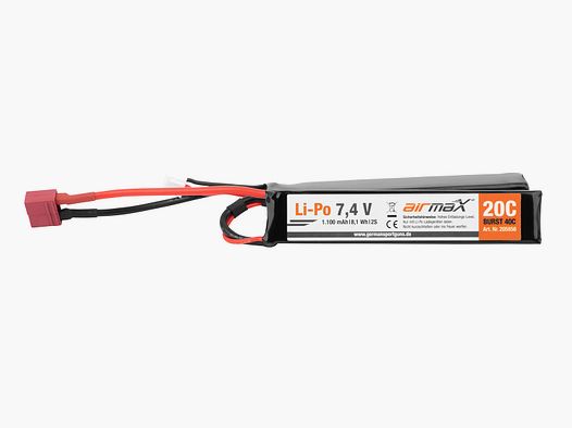 airmaX Li-Po Battery 7.4V | 1,100 mAh Dean Connector - Airsoft