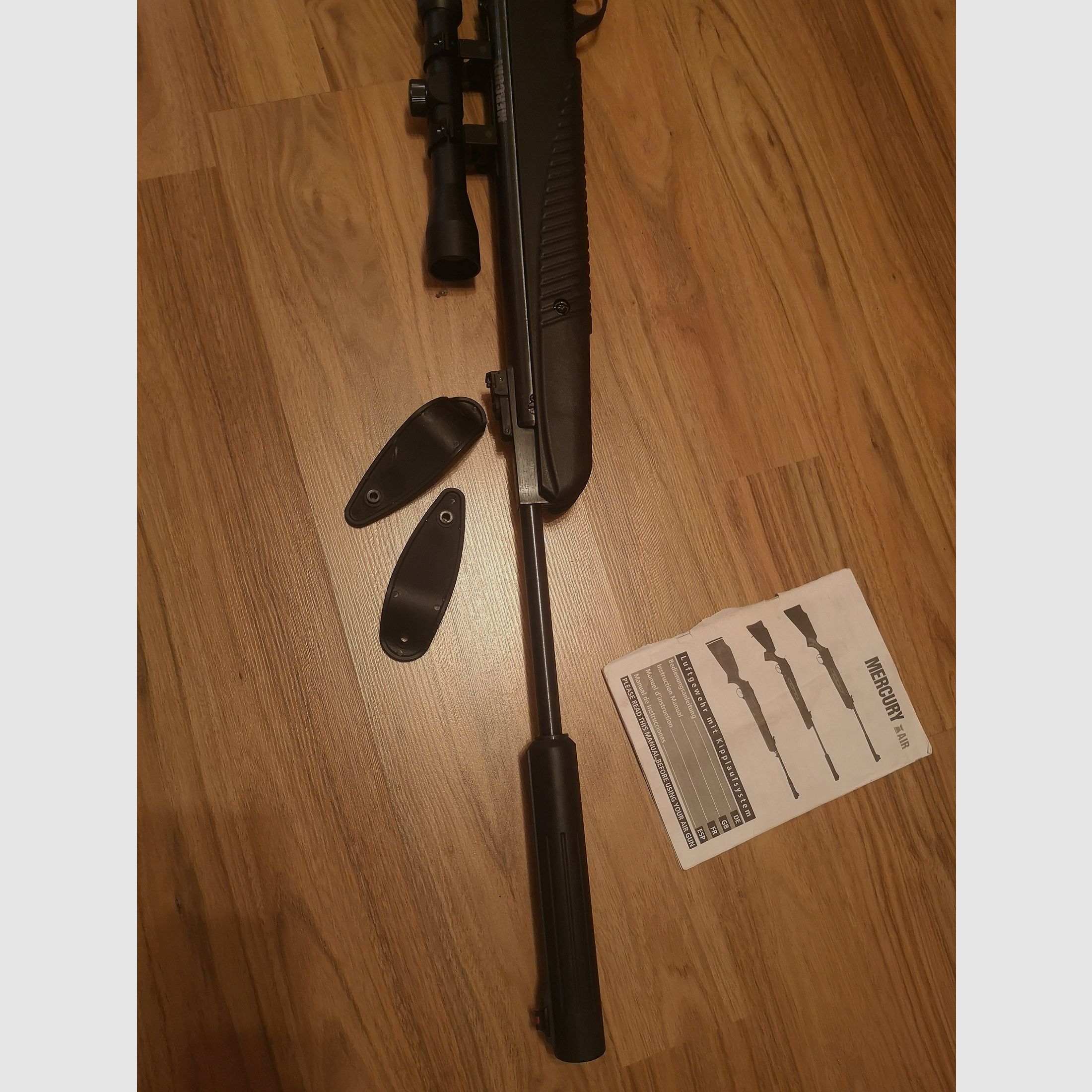 Mercury 85XTac Knikloop Luchtgeweer Set 4,5mm Diabolos incl. 3-9x32 Richtkijker Tas