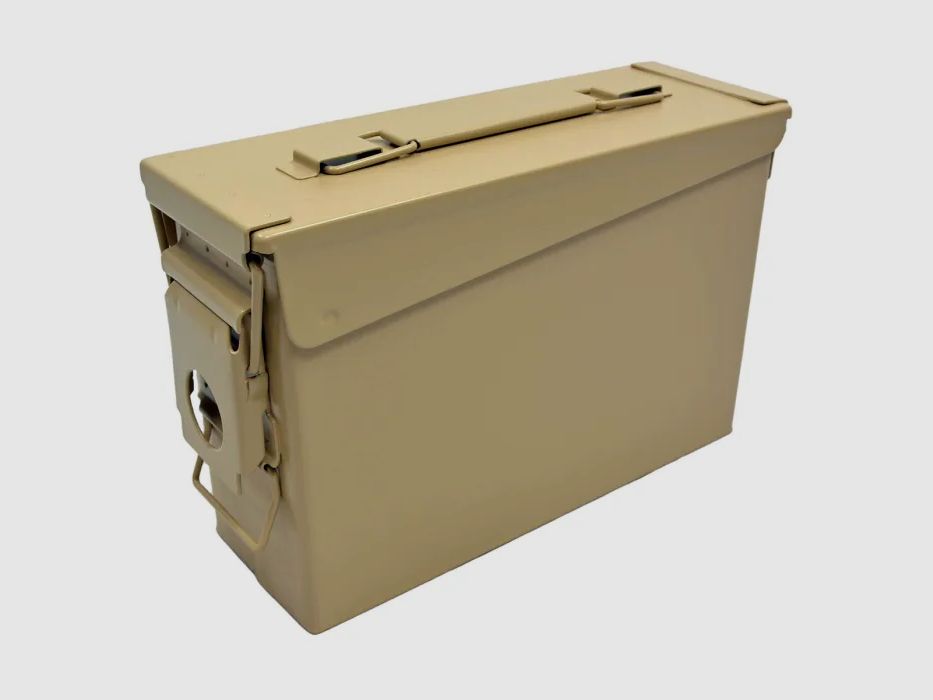 NATO / US ammunition box size 1 (Cal.30), metal, sand yellow, without print, new