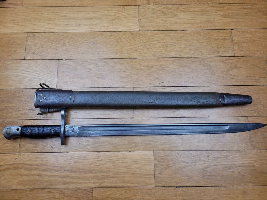 Bella Baionetta US17 – fabbricazione Remington del 1917 – raro fodero US di 1° tipo – Testa d'aquila + granata – TBE+, immagine 2 di 15