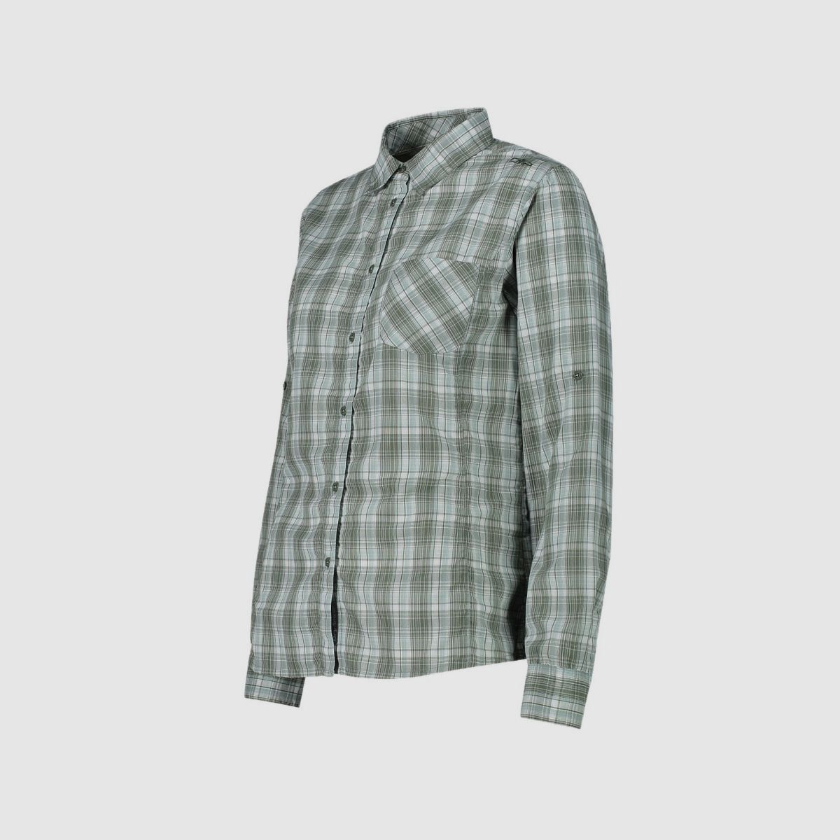 CMP Damen Langarm-Bluse mit Karomuster Jade Salvia