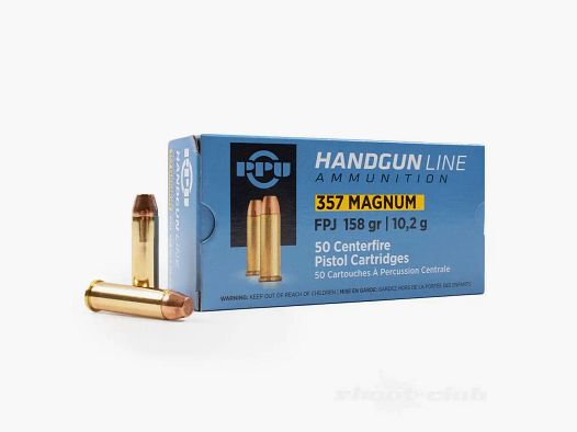 PPU .357 Magnum 10.24g/158gr FPJ revolver cartridges 50 pcs