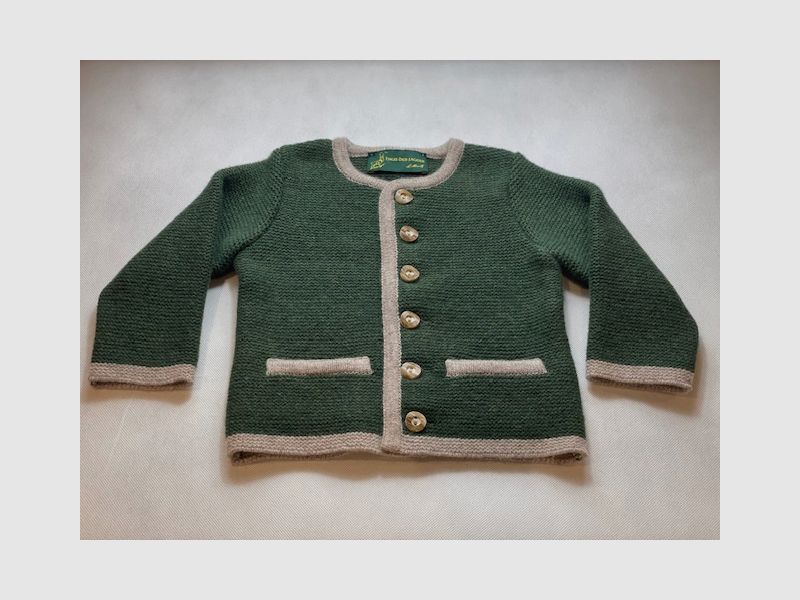 Gilet pour enfants en laine mérinos vert/beige