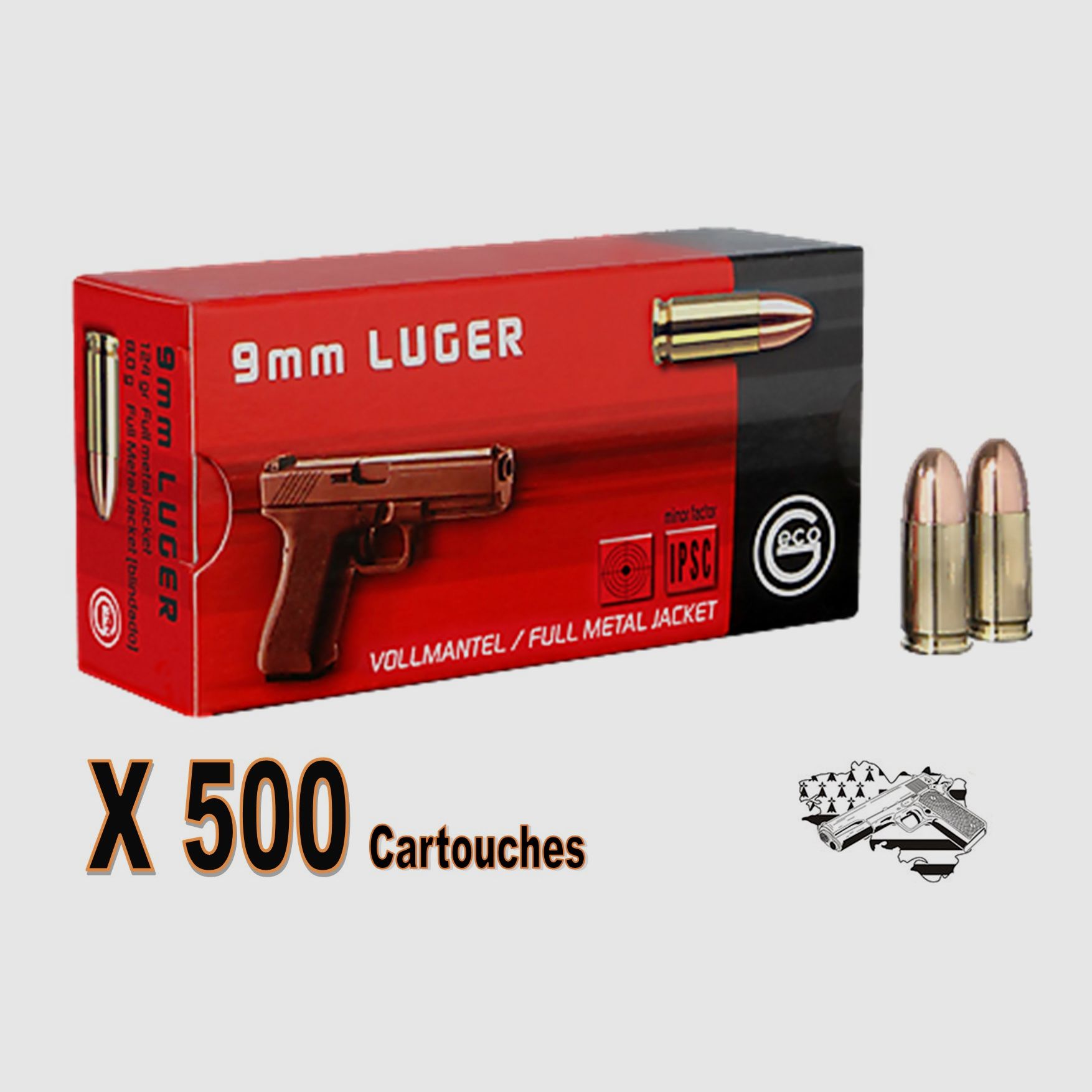 GECO 9×19 mm FMJ 124grs IPSC po 500, zdjęcie 1 z 2