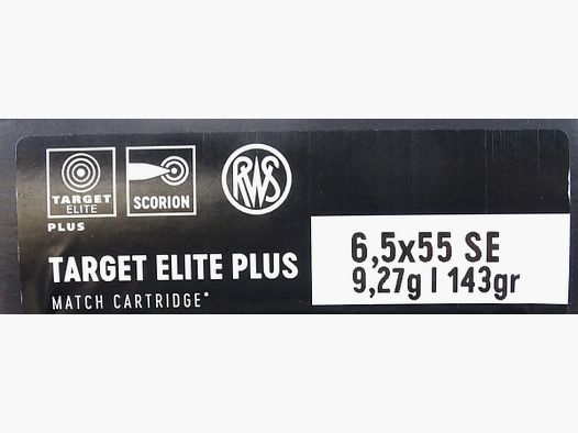 RWS Target Elite Plus 6.5x55SE 143 grain -20 colpi