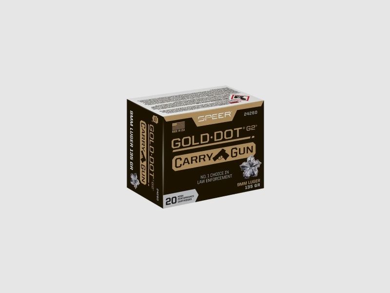 Speer Gold Dot Carry Gun 9mm Luger 135GR GDHP 20 cartucce