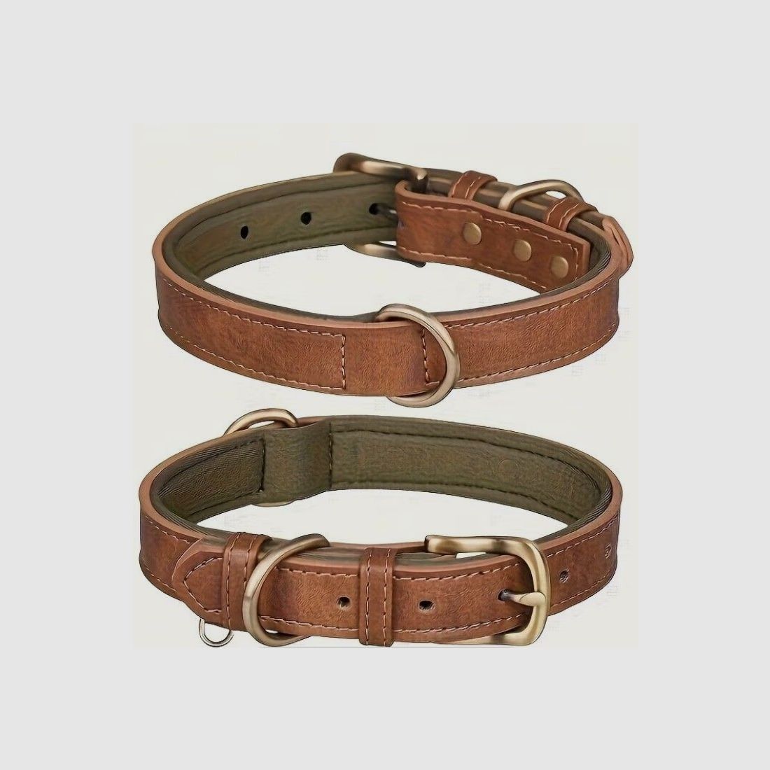Collar para perros - aspecto de cuero - verde
