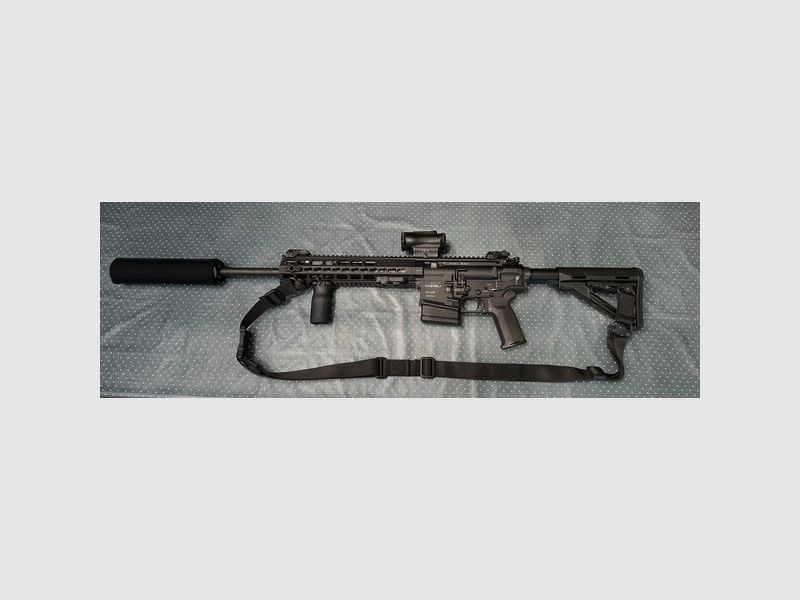 Haenel CR308, Holosun HE530G-GR, A-Tec 150Hertz Schalldämpfer und jede Menge Magpul Zubehör
