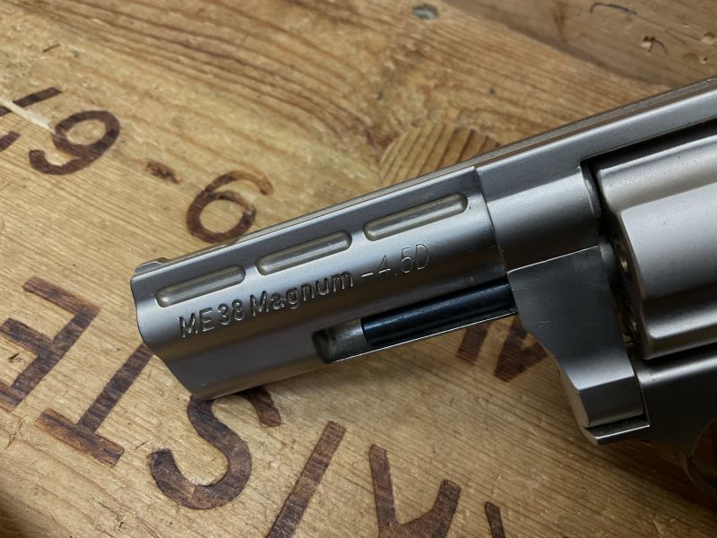 LEP Druckluft Revolver ME 38 Magnum Kal. 4,5mm, matt vernickelt mit Pumpe!!!