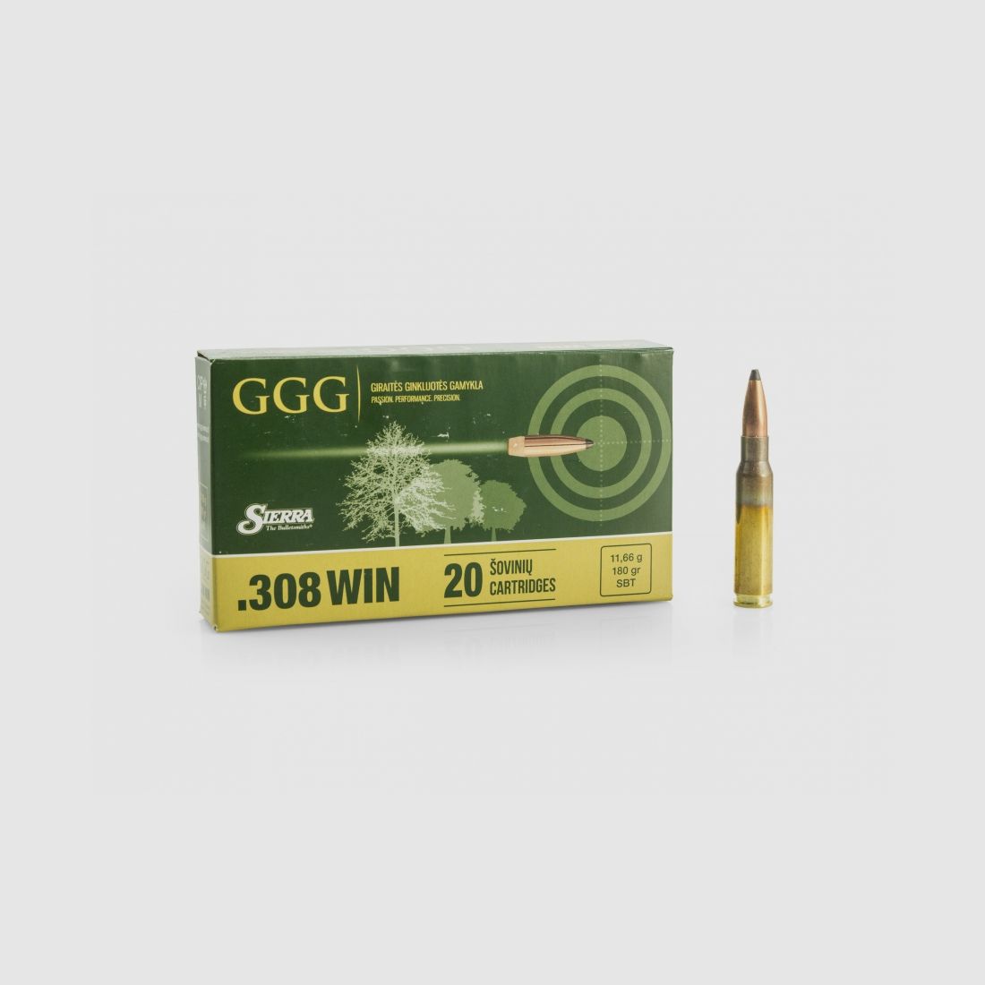 Munición GGG .308 Win 180gr/11,66g Sierra SBT, imagen 2 de 2