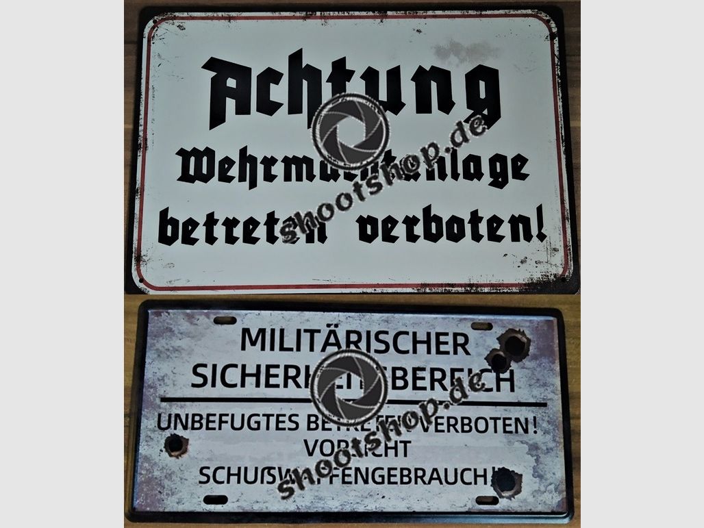 Blechschild Wehrmachtanlage / Sicherheitsbereich