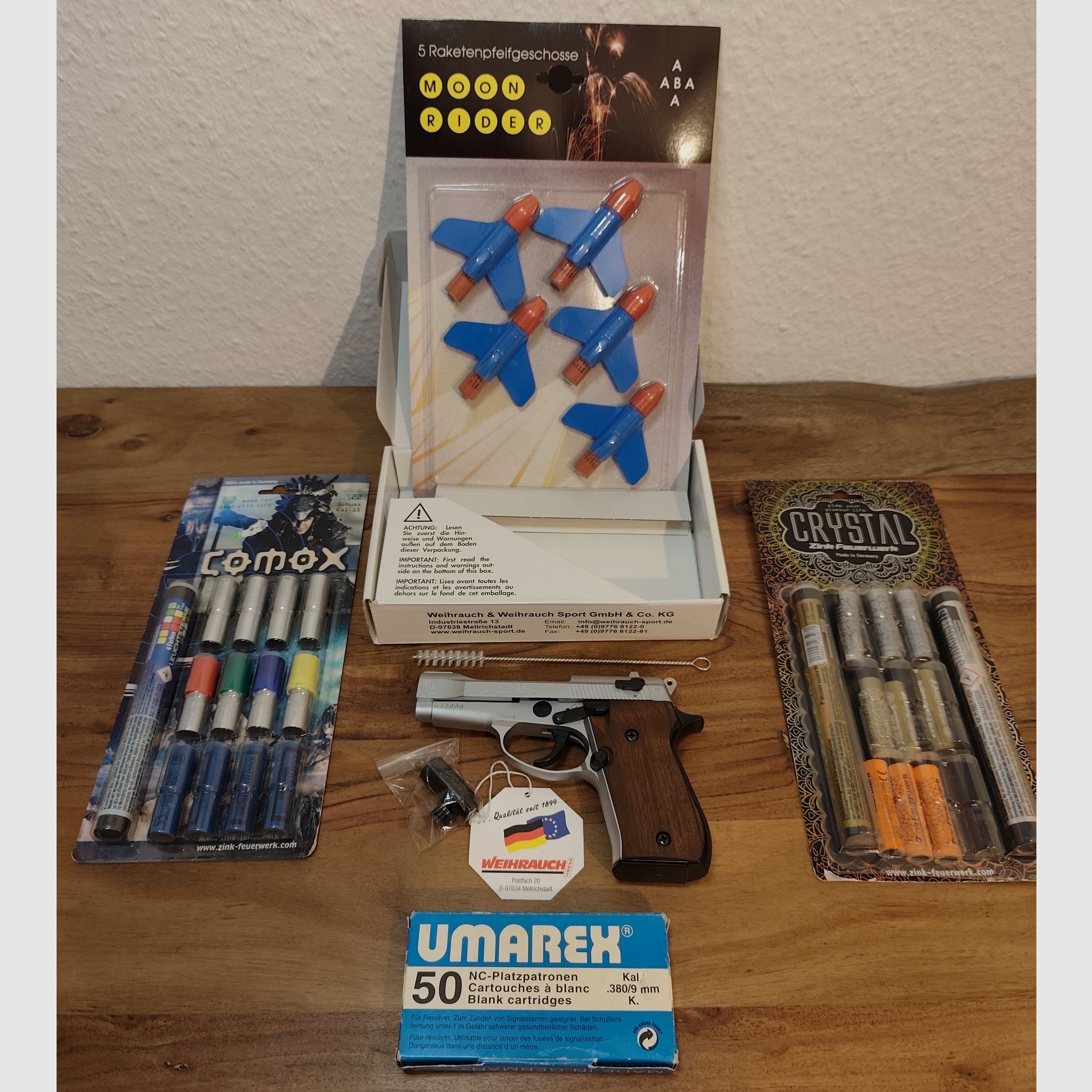 Weihrauch HW 94 Steal Look braune Echtholzgriffe PTB 855 Großes Smmler-Set