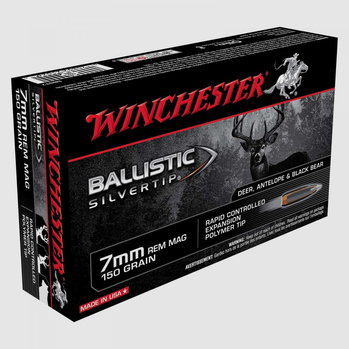 Winchester Ballistic Silvertip 7mm Rem. Mag. 150GR Rapid Controlled Expansion Polymer Tip 20 patronen