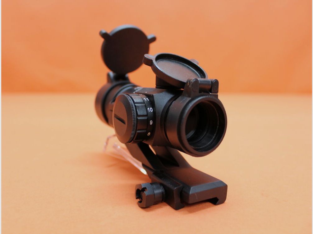 GSG German Sport Guns Tacworld Red Dot AD-30 Leuchtpunktvisier incl. Ringmontage f. Weaver-/Picatinnyprofil, Flip-Covers