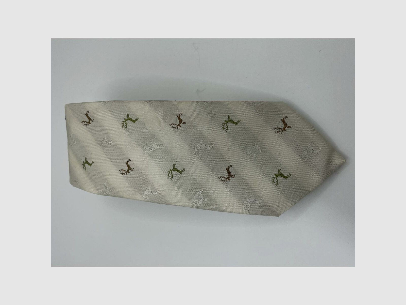 Krawatte silber Motiv silberne, grne, braune Hirsche