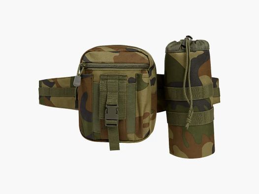 Brandit Taillengürtel "Allround" mit Tasche + Flaschenhalter - US Woodland