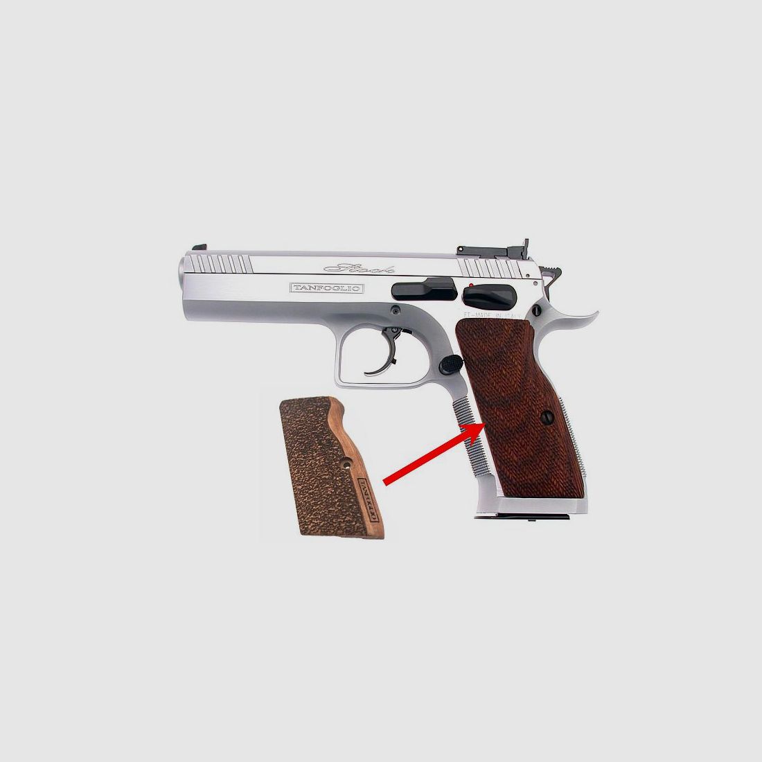 TANFOGLIO Griffschalen Nußbaum (Stock/GoldMatch) Small Frame ohne Jetfunnel, Bild 1 von 2