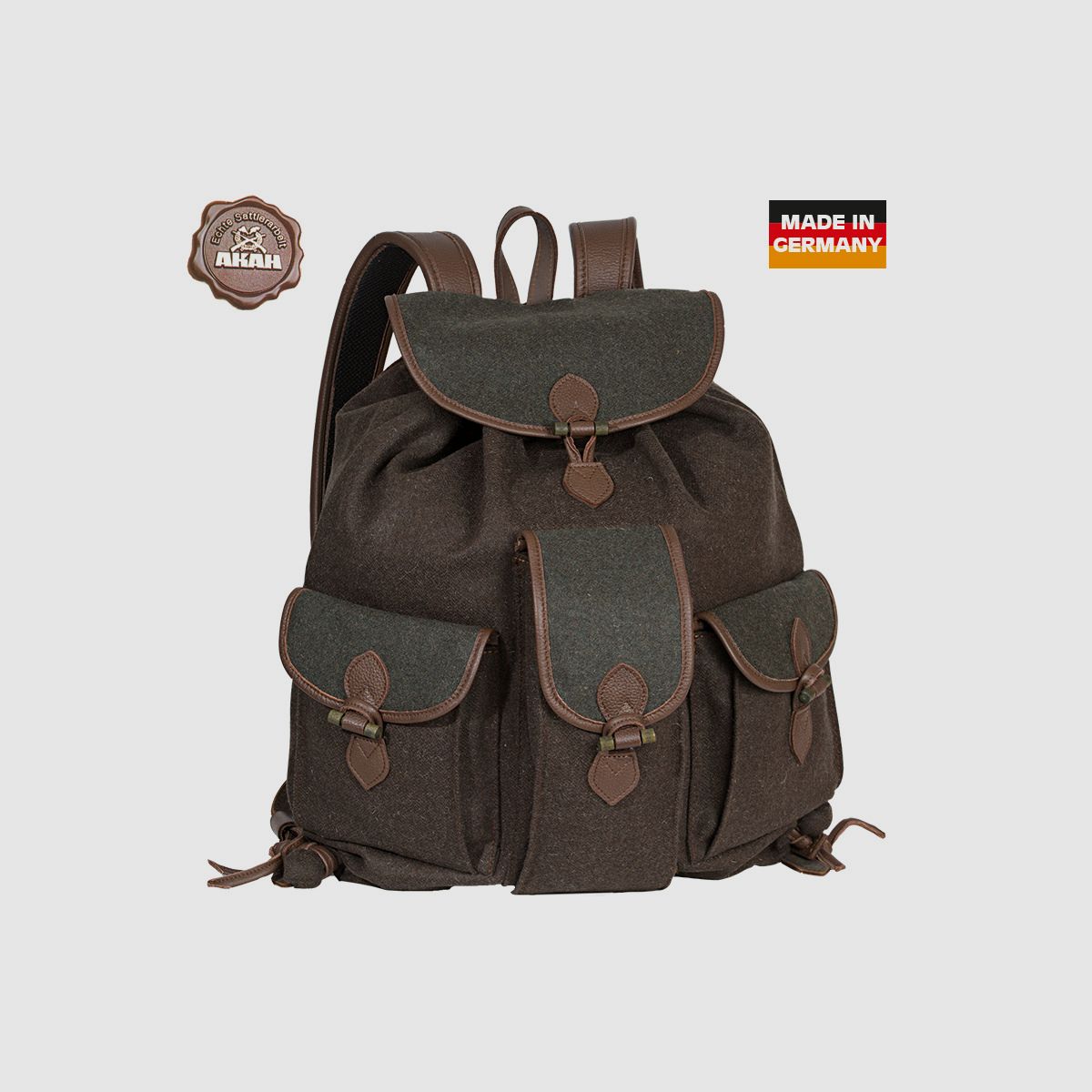 AKAH Loden-Rucksack braun/grün